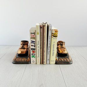 Vintage Brass Baby Shoe Bookends | Vintage Home Decor